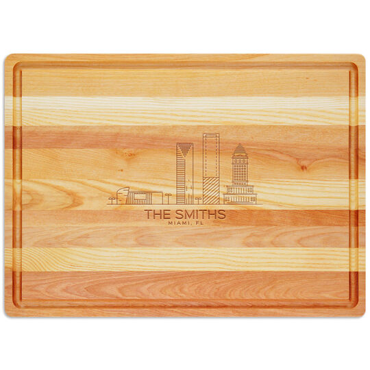 Miami Skyline Master Large Wood Cutting Board